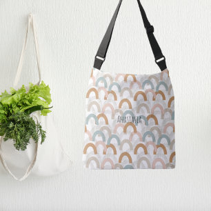 Bolso Cruzado Whimsical boho patrón arcoíris pastel cuerpo cruza