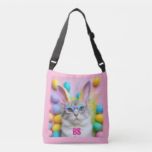 Bolso Cruzado Whimsical Easter Cat con las orejas de los conejit
