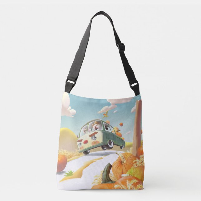 Bolso Cruzado Whimsical Pumpkin Ride (Anverso)