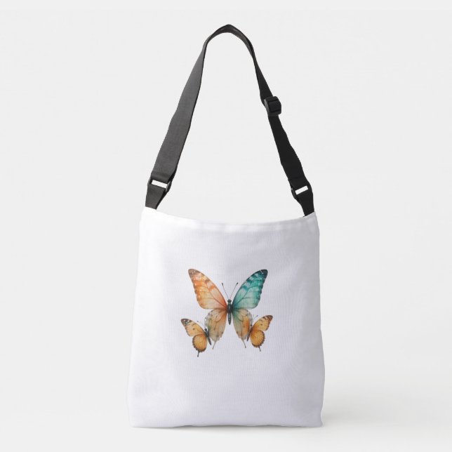 Bolso Cruzado 🌸 Whimsical Wings Butterflies 🌸 tote moderno (Anverso)