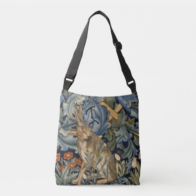 Bolso Cruzado William Morris Forest Rabbit Floral Art Nouveau (Anverso)