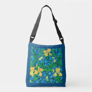 Bolso Cruzado William Morris Irises, amarillo y azul cobalto
