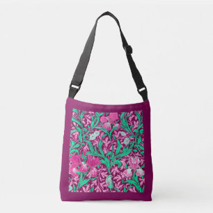 Bolso Cruzado William Morris Irises, Fuchsia rosa y vino