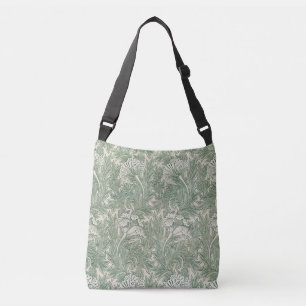 Bolso Cruzado William Morris Verde Salvia Estampado de Tulipán: