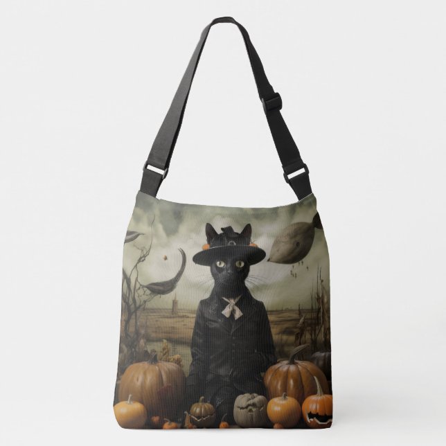 Bolso Cruzado Witch Cat with Pumpkins  (Anverso)