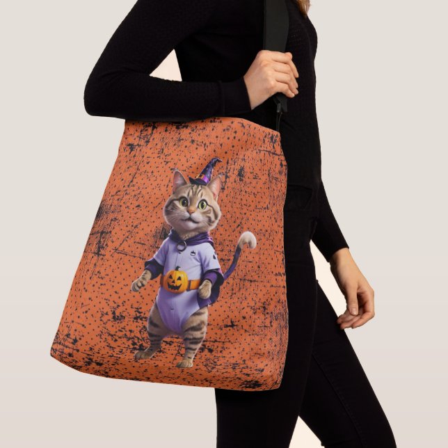 Bolso Cruzado Witchy Halloween Tabby (Detalle)