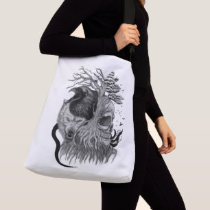 Bolso Cruzado Wolf y Raven con el cráneo
