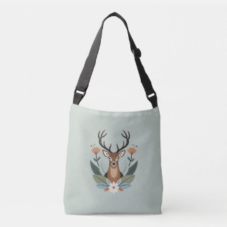 Bolso Cruzado Woodland Harmony – Boho Deer Botanical Illustratio