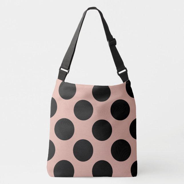 Bolso Cruzado XL Polka Dots Black Dusty Pink Fashiable (Anverso)
