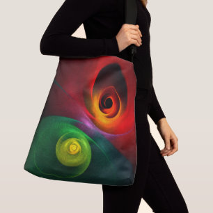 Bolso Cruzado Yin Verde Rojo Yang Patrón de arte abstracto moder
