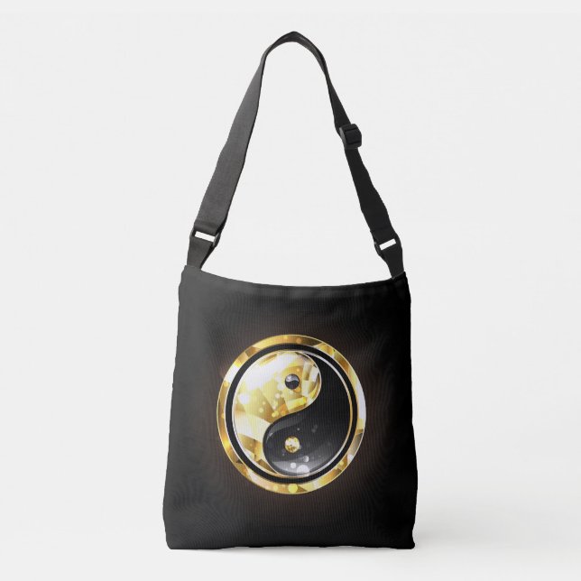 Bolso Cruzado Yin Yang dorado en negro (Anverso)
