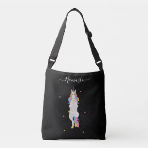 Bolso Cruzado Yoga en unicornio Black Poses Namaste Fun