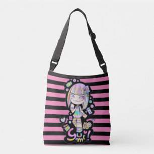 Bolso Cruzado Yumi el dulce chica harajuku rosa y negro dulce