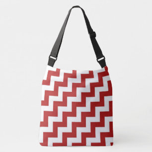 Bolso Cruzado Zigzags diagonales rojos y blancos de impresión co
