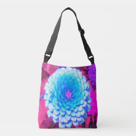 Bolso Cruzado Zinnia azul bonito en el jardín de verano morado