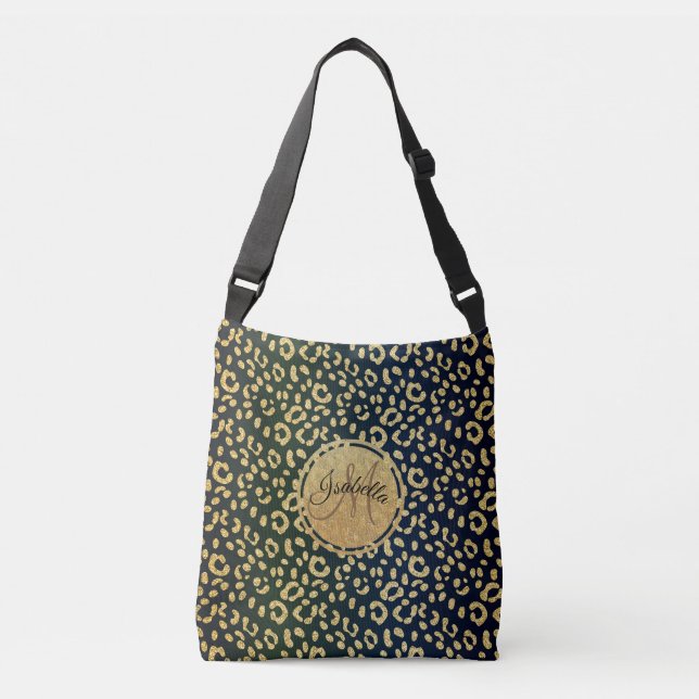 Bolso Cruzado Zonas monogramadas de piel de leopardo dorado (Anverso)