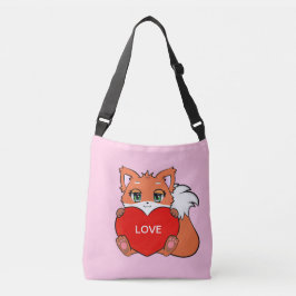 Bolso Cruzado Zorro bebé lindo con corazón en rosa