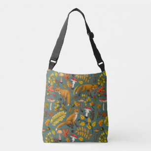 Bolso Cruzado zorros otoñales sobre verde pino