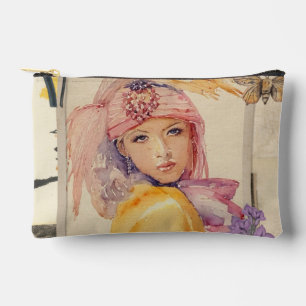 Bolso de accesorios de arte deco rosa