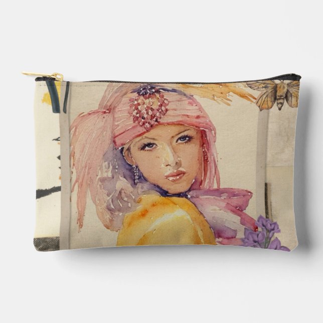 Bolso de accesorios de arte deco rosa (Anverso)