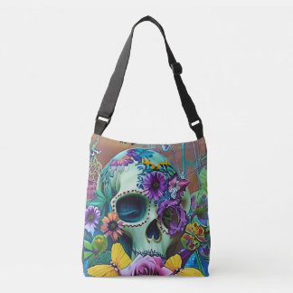 bolso de aleta de cráneo floral