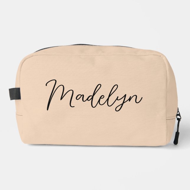 Bolso de aseo beige de escritura moderna personali (Anverso)