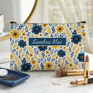 Bolso de aseo con arte floral mediterráneo elegant