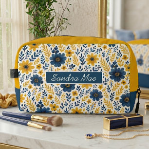 Bolso de aseo con arte floral mediterráneo elegant