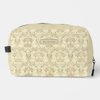 Bolso de aseo con elegante patrón floral sepia