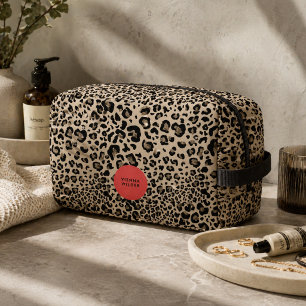 Bolso de aseo con estampado de leopardo Estuche