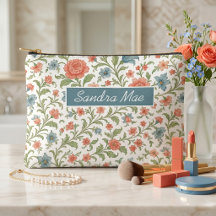 Bolso de aseo con patrón de arte floral chic y clá