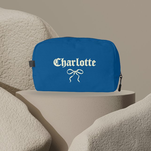 Bolso de aseo Coquette Gótico Azul Personalizado p (bridesmaid gift, bridal shower gift, bachelorette gift, custom makeup bag, travel makeup bag,)