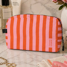 Bolso de Aseo | Coral Rosa Lista Audaz Preppy