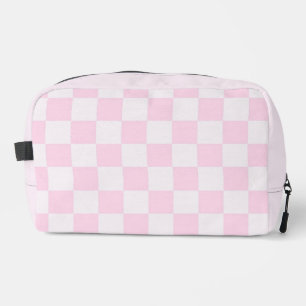 Bolso de aseo femenino suave de cuadros rosados