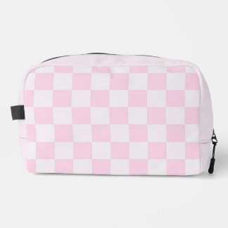 Bolso de aseo femenino suave de cuadros rosados