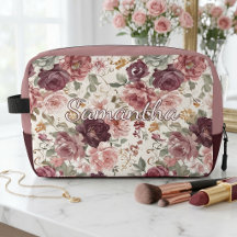 Bolso de aseo personalizado con arte floral francé