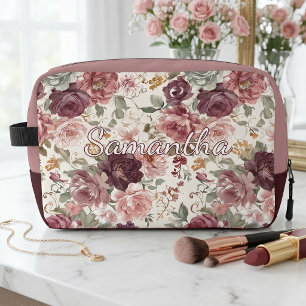 Bolso de aseo personalizado con arte floral francé