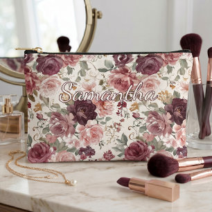 Bolso de aseo personalizado con arte floral francé