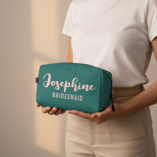 Bolso de aseo personalizado verde elegante para da (Bride Squad Makeup Bag – Custom Bridal Party Cosmetic Gift for Bachelorette Weekend, Bride Bag Gift)
