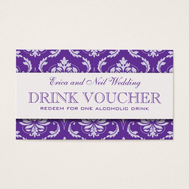 Bolso de bebida morado Damask Wedding para la rece (Frente)