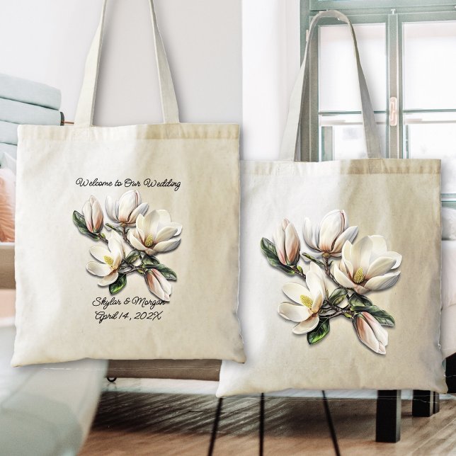 Bolso de bienvenida de boda Flores de magnolia sur (Subido por el creador)