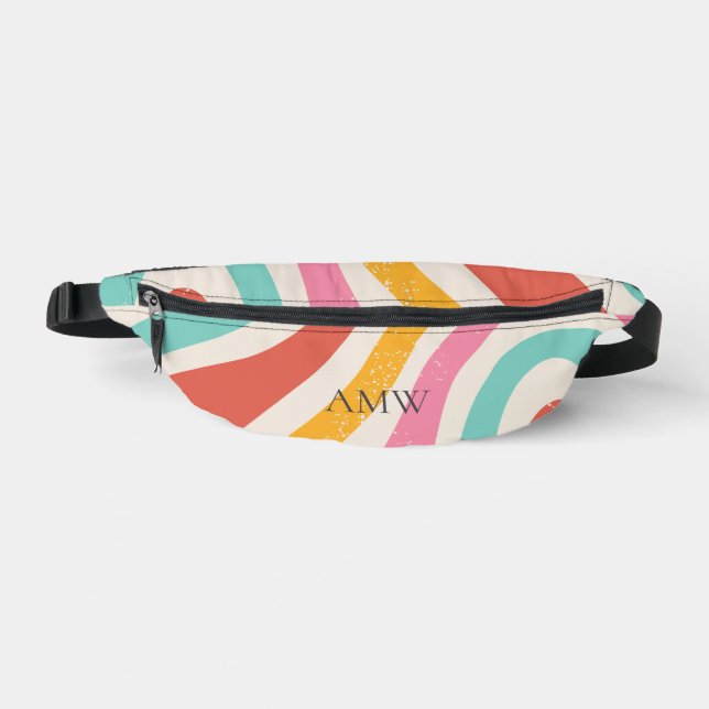 Bolso de cadera de color retro con rayas onduladas (Anverso)