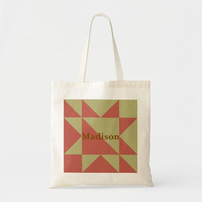 Bolso de compras de tela reutilizable con bloque d (Frente)