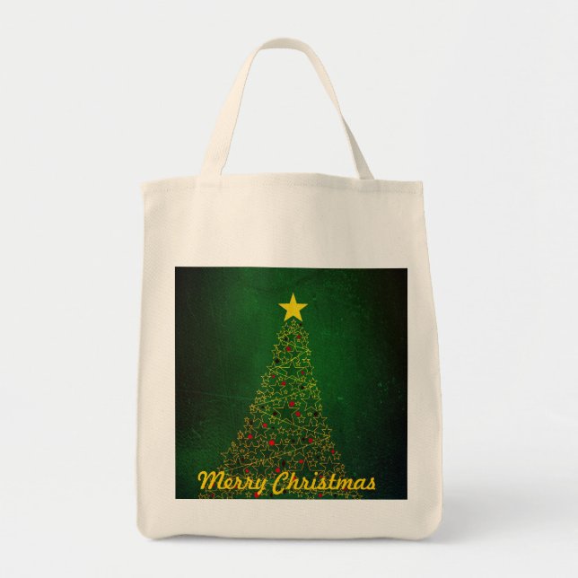 Bolso de compras orgánico del árbol de navidad de (Frente)