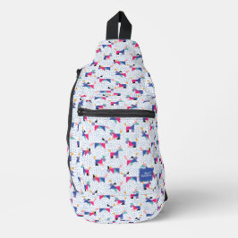 Bolso de correa con patrón de perro geométrico