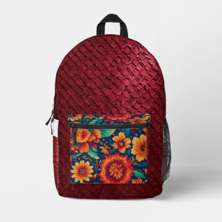 Bolso de corte y costura floral borgoña al estilo 