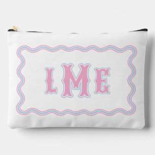 Bolso de cosméticos con monograma escalonado rosa 