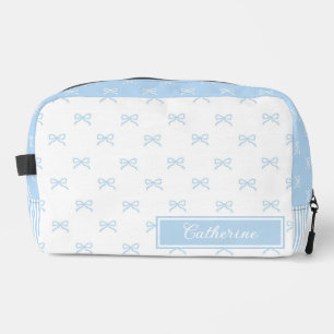 Bolso de cosméticos Coquette con lazo azul y patró