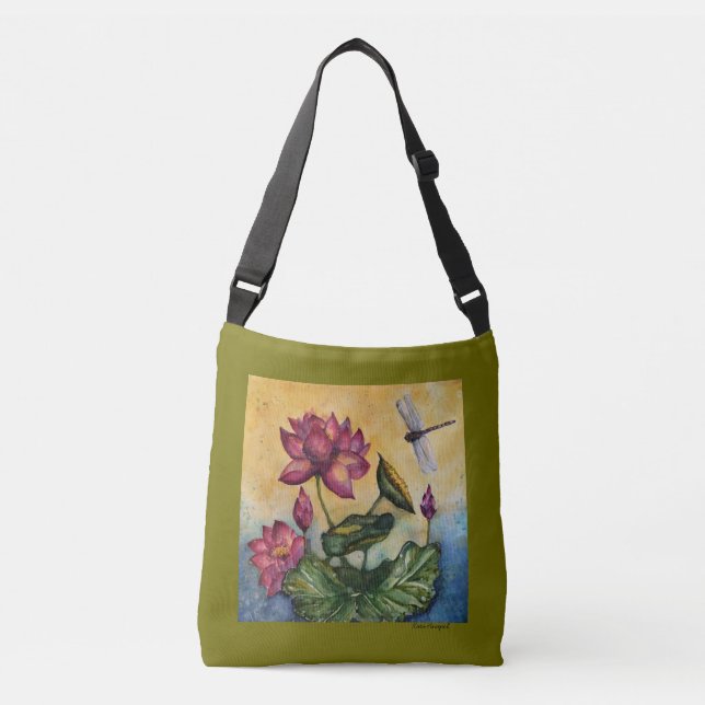 Bolso de Crossbody de la acuarela de la libélula (Anverso)