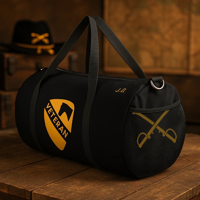Bolso De Deporte Grande 1st Cavalry Division Veteran Tribute Black (1st Cavalry Division Veteran Tribute Black Duffle Bag)